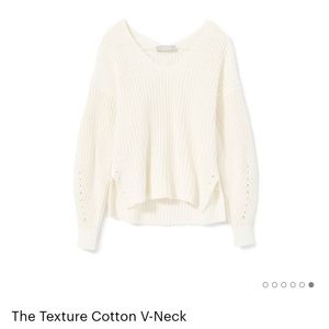 Everlane, cotton v neck texture sweater, medium
